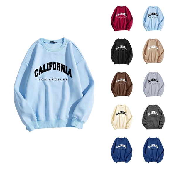 California Los Angeles Sweatshirt for Women 2026 Fall Winter Casual Long Sleeve Crewneck Graphic Sweatshirts Pullover Tops
