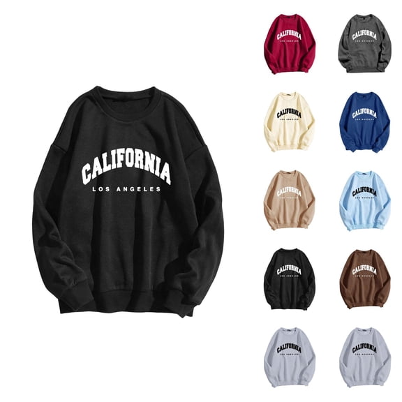 California Los Angeles Sweatshirts for Women 2026 Fall Winter Trendy Long Sleeve Crewneck Graphic Sweatshirts Pullover Tops