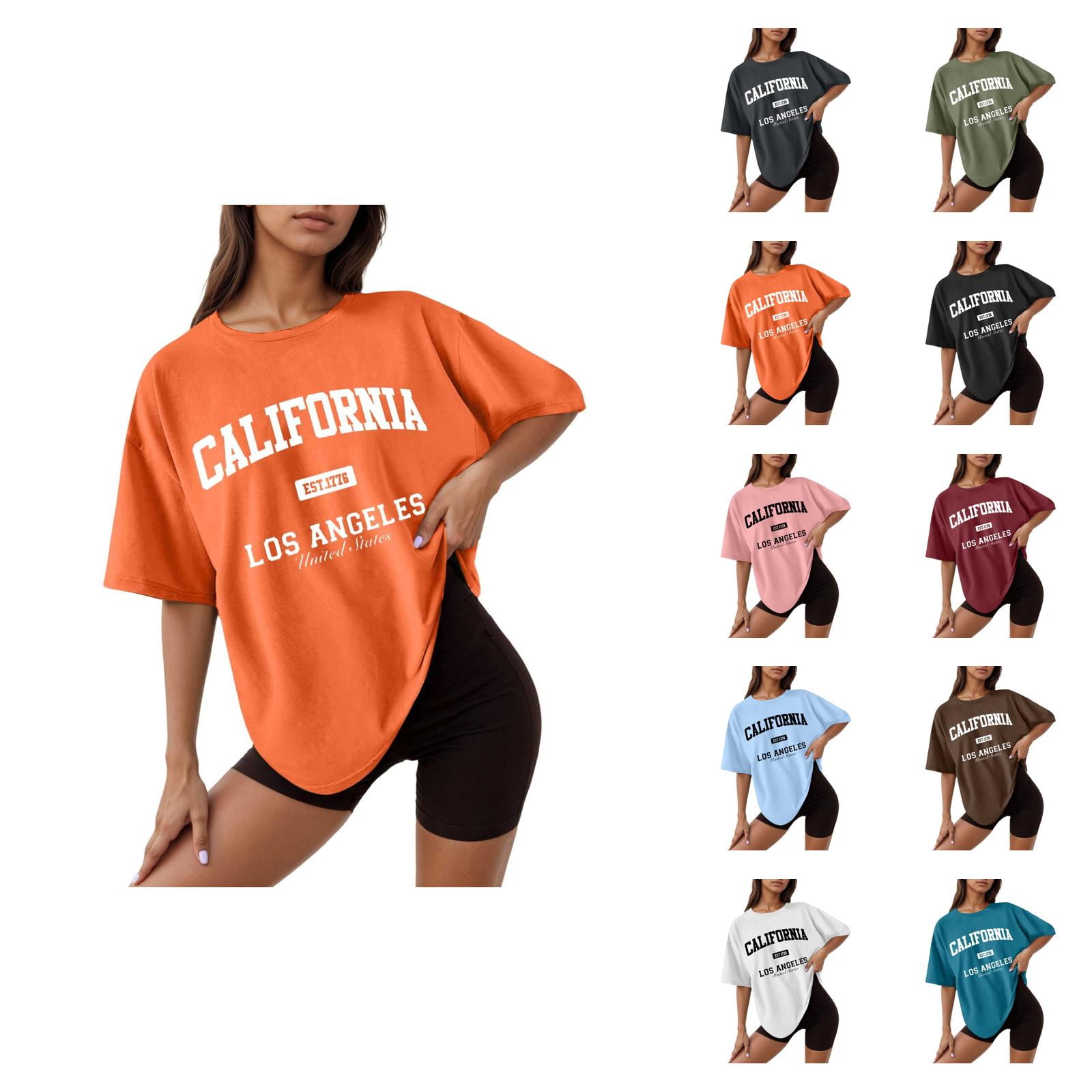 California Los Angeles T Shirts for Women 2025 Short Sleeve Crewneck California Los Angeles T Shirts for Women 2025 Short Sleeve Crewneck