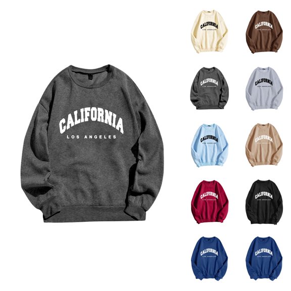 California Los Angeles Women'S Sweatshirt 2026 Fall Winter Fashion Long Sleeve Crewneck Graphic Sweatshirts Pullover Tops