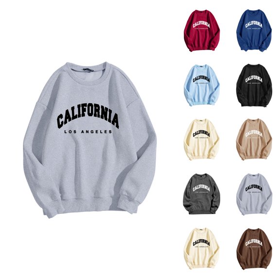 California Los Angeles Women'S Sweatshirt 2026 Fall Winter Fashion Long Sleeve Crewneck Graphic Sweatshirts Pullover Tops