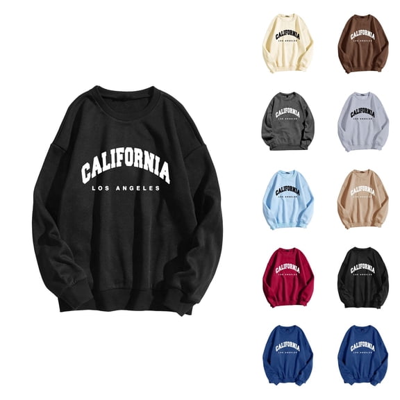 California Los Angeles Women'S Sweatshirt 2026 Fall Winter Fashion Long Sleeve Crewneck Graphic Sweatshirts Pullover Tops