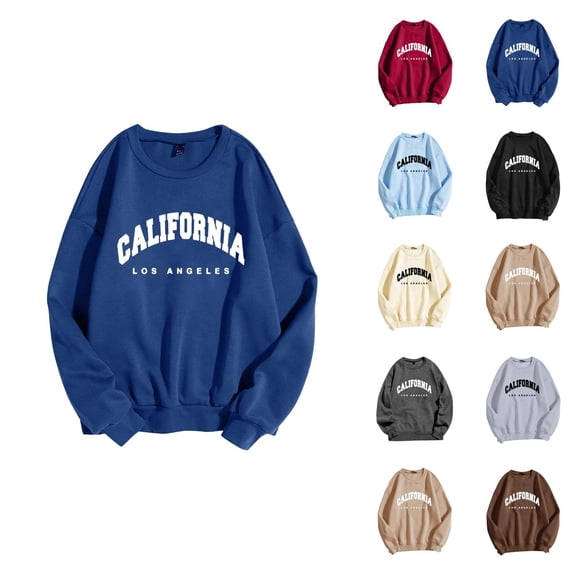 California Los Angeles Women'S Sweatshirt 2026 Fall Winter Fashion Long Sleeve Crewneck Graphic Sweatshirts Pullover Tops