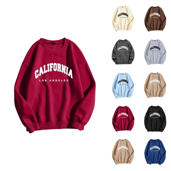 California Los Angeles Women'S Sweatshirt 2026 Fall Winter Fashion Long Sleeve Crewneck Graphic Sweatshirts Pullover Tops