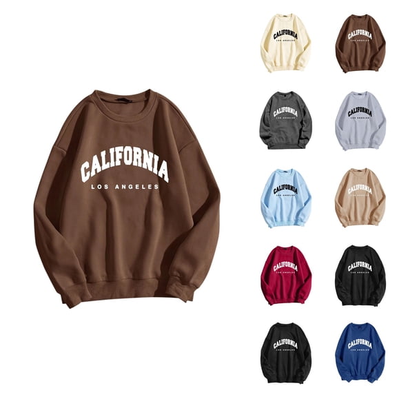California Los Angeles Women'S Sweatshirt 2026 Fall Winter Fashion Long Sleeve Crewneck Graphic Sweatshirts Pullover Tops