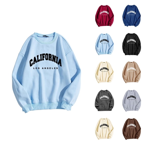 California Los Angeles Women'S Sweatshirt 2026 Fall Winter Fashion Long Sleeve Crewneck Graphic Sweatshirts Pullover Tops