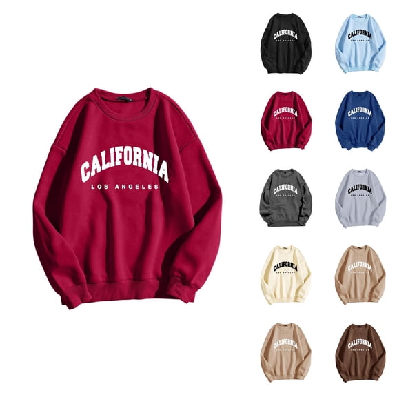 California Los Angeles Women'S Sweatshirt 2026 Fall Winter Trendy Long Sleeve Crewneck Graphic Sweatshirts Pullover Tops
