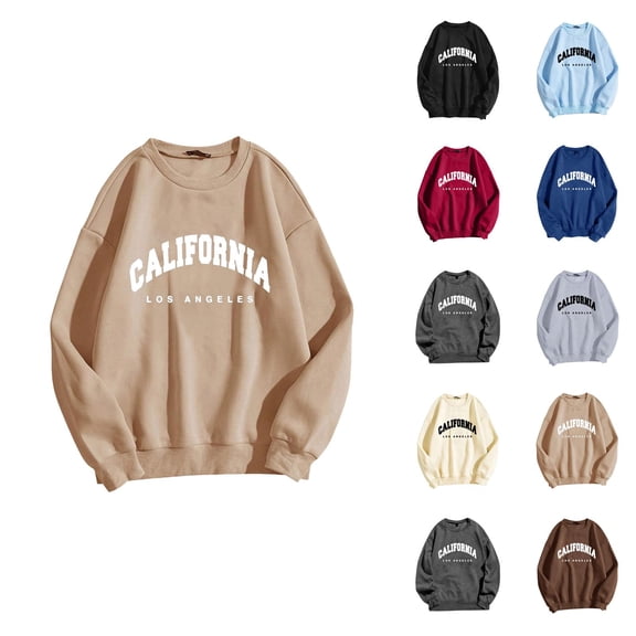 California Los Angeles Women'S Sweatshirt 2026 Fall Winter Trendy Long Sleeve Crewneck Graphic Sweatshirts Pullover Tops