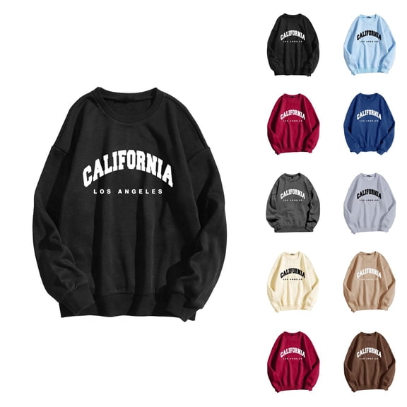 California Los Angeles Women'S Sweatshirt 2026 Fall Winter Trendy Long Sleeve Crewneck Graphic Sweatshirts Pullover Tops