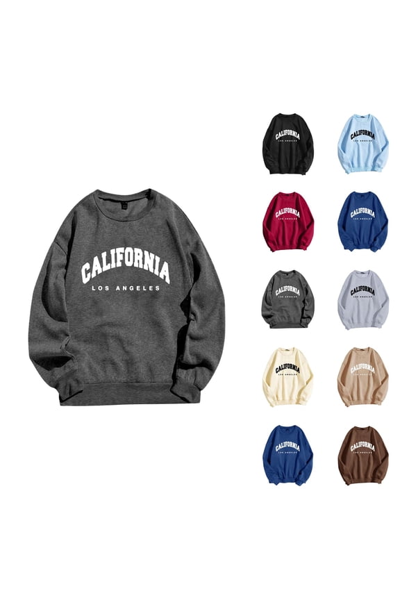 California Los Angeles Women'S Sweatshirt 2026 Fall Winter Trendy Long Sleeve Crewneck Graphic Sweatshirts Pullover Tops