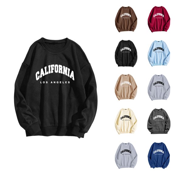 California Los Angeles Women'S Sweatshirts 2026 Fall Winter Trendy Long Sleeve Crewneck Graphic Pullover Sweat Shirts Tops