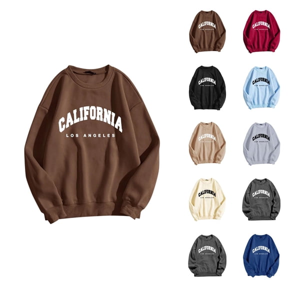 California Los Angeles Women'S Sweatshirts 2026 Fall Winter Trendy Long Sleeve Crewneck Graphic Pullover Sweat Shirts Tops