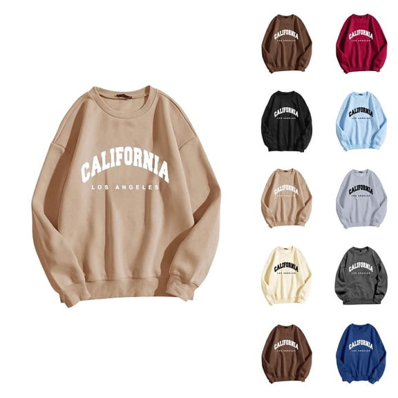 California Los Angeles Women'S Sweatshirts 2026 Fall Winter Trendy Long Sleeve Crewneck Graphic Pullover Sweat Shirts Tops
