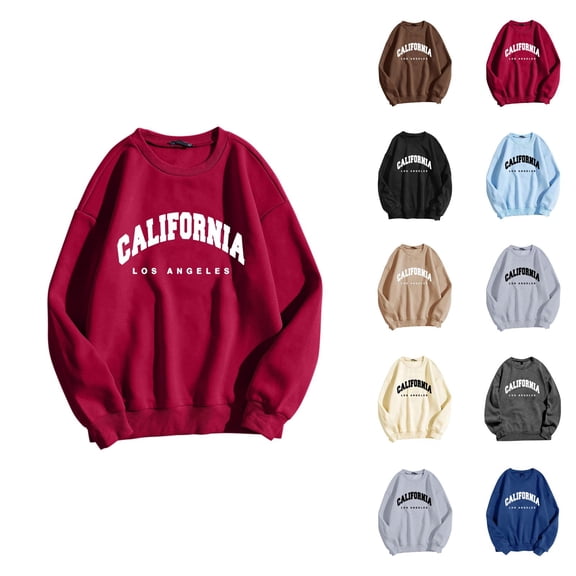 California Los Angeles Women'S Sweatshirts 2026 Fall Winter Trendy Long Sleeve Crewneck Graphic Pullover Sweat Shirts Tops