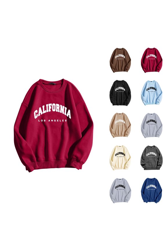 California Los Angeles Women'S Sweatshirts 2026 Fall Winter Trendy Long Sleeve Crewneck Graphic Pullover Sweat Shirts Tops