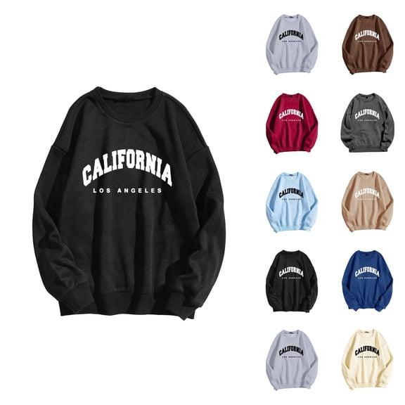 California Los Angeles Women'S Sweatshirts 2026 Fall Winter Trendy Long Sleeve Crewneck Graphic Sweatshirts Pullover Tops