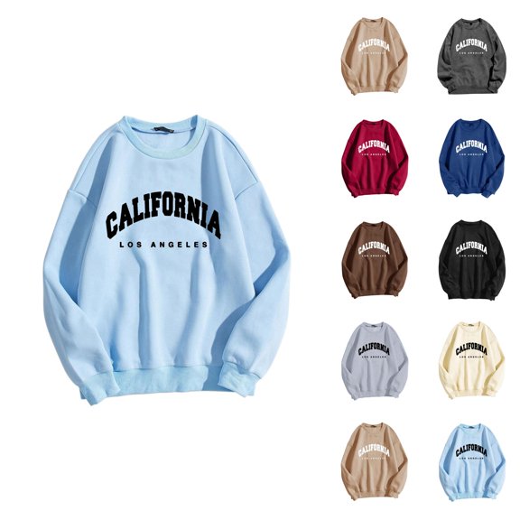 California Los Angeles Women Sweatshirt 2026 Fall Winter Casual Long Sleeve Crewneck Graphic Pullover Sweat Shirts Tops