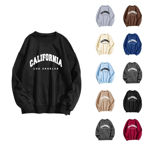 California Los Angeles Women Sweatshirt 2026 Fall Winter Fashion Long Sleeve Crewneck Graphic Pullover Sweat Shirts Tops