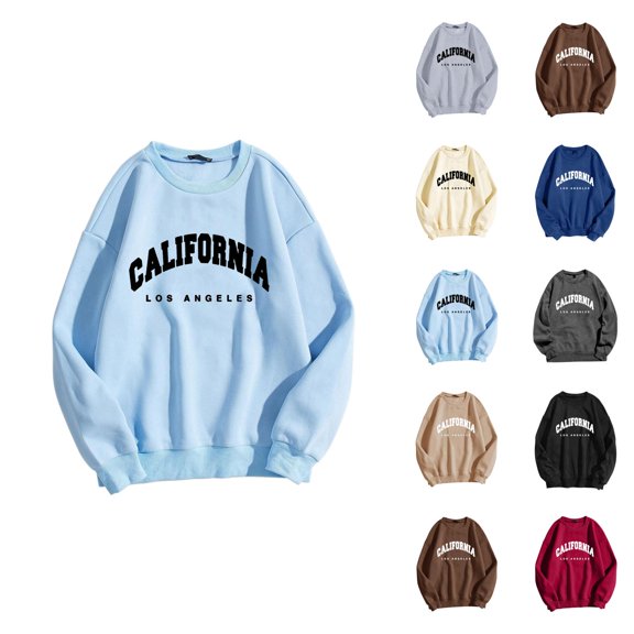 California Los Angeles Women Sweatshirt 2026 Fall Winter Fashion Long Sleeve Crewneck Graphic Pullover Sweat Shirts Tops