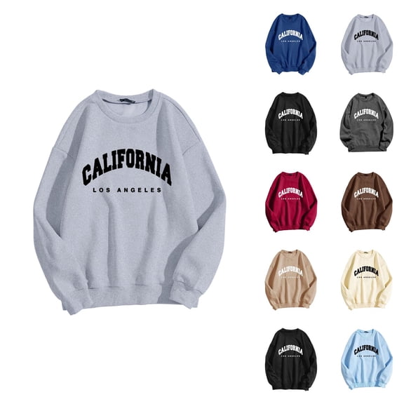 California Los Angeles Women Sweatshirt 2026 Fall Winter Trendy Long Sleeve Crewneck Graphic Sweatshirts Pullover Tops