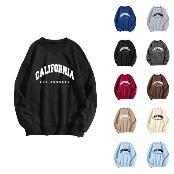 California Los Angeles Women Sweatshirt 2026 Fall Winter Trendy Long Sleeve Crewneck Graphic Sweatshirts Pullover Tops