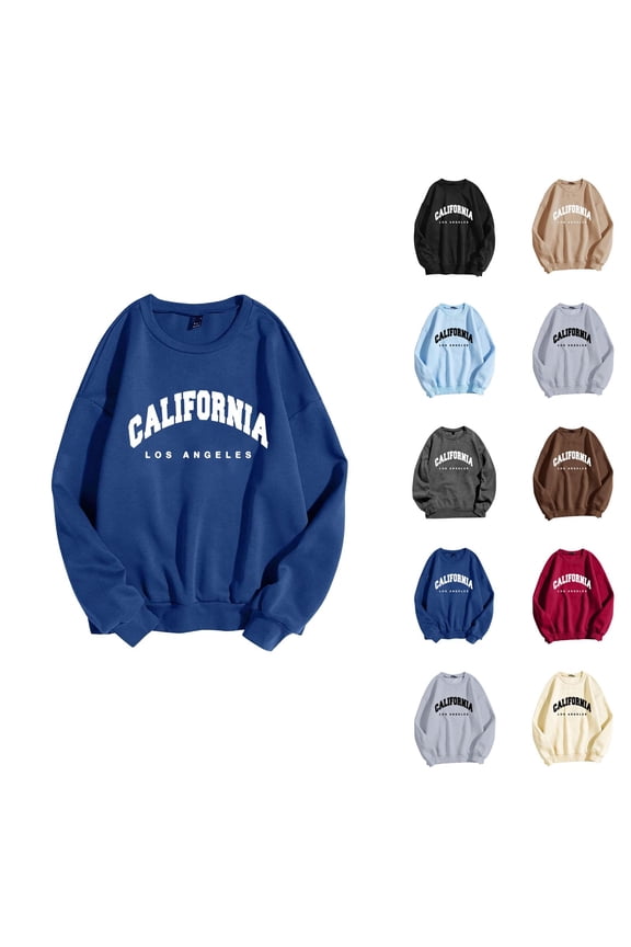 California Los Angeles Womens Sweatshirt 2026 Fall Winter Casual Long Sleeve Crewneck Graphic Pullover Sweat Shirts Tops