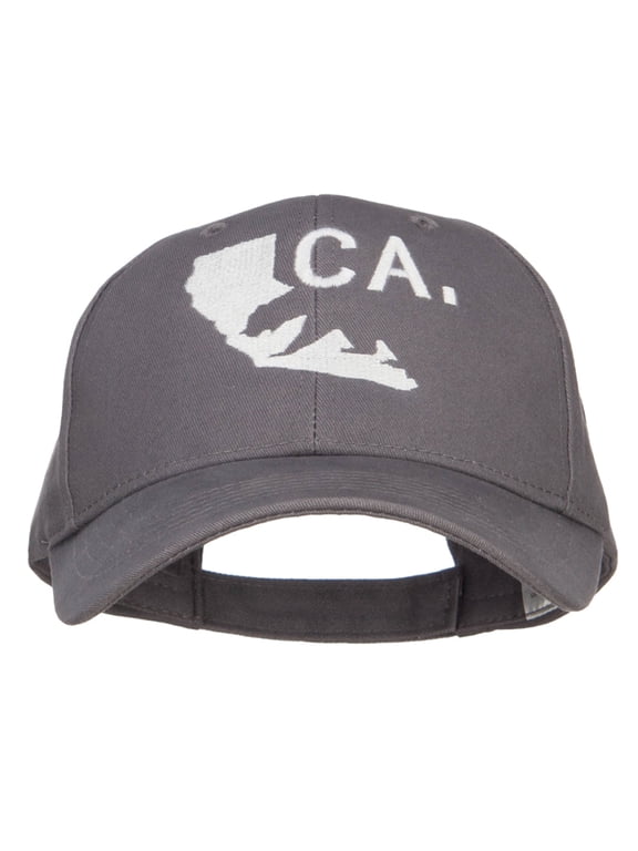 California Map Bear Embroidered Big Cotton Cap - Charcoal XL-3XL