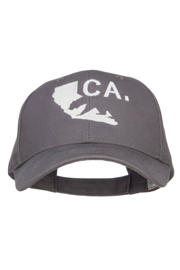 California Map Bear Embroidered Big Cotton Cap - Charcoal XL-3XL