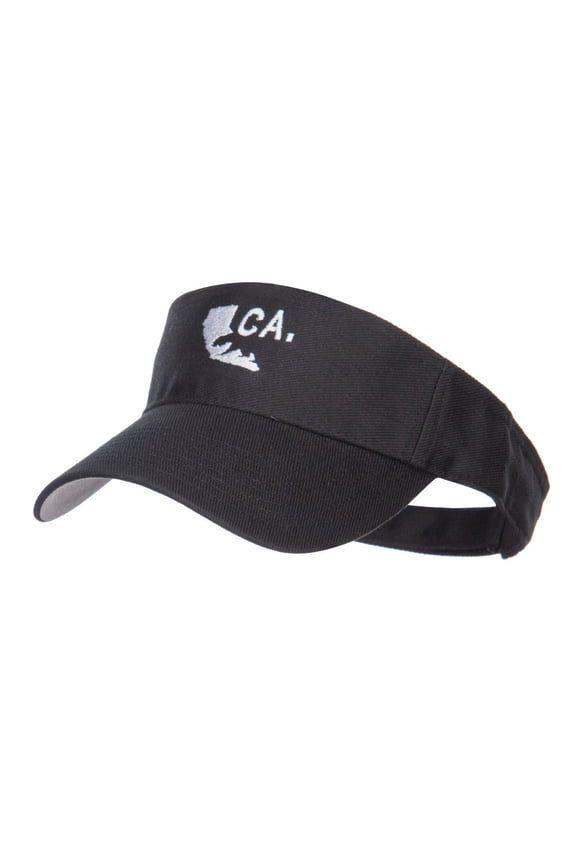 California Map Bear Embroidered Sports Visor - Black OSFM