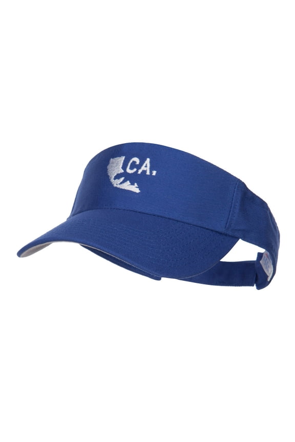 California Map Bear Embroidered Sports Visor - Royal OSFM