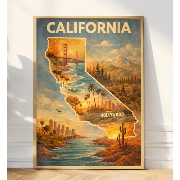 California Map California Wall Art State Map Minimalist Map Art Wall Art, Unframed Paper Print