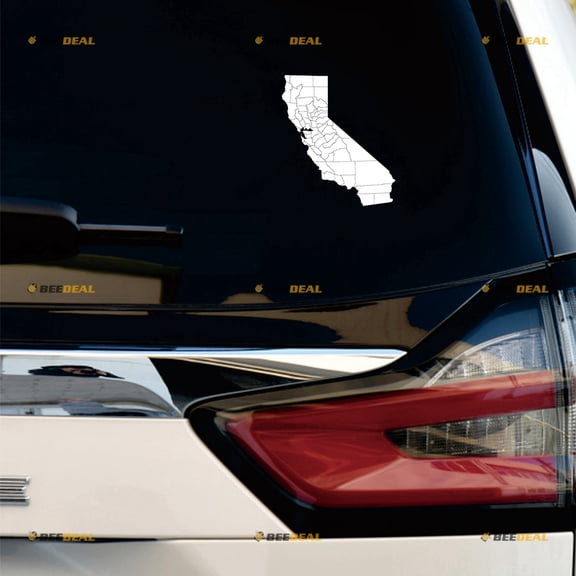 California Map Roads Outline Cali Sticker Decal Vinyl - 2 Pack White 6" - For Car Boat Laptop Cup No Background Die-cut