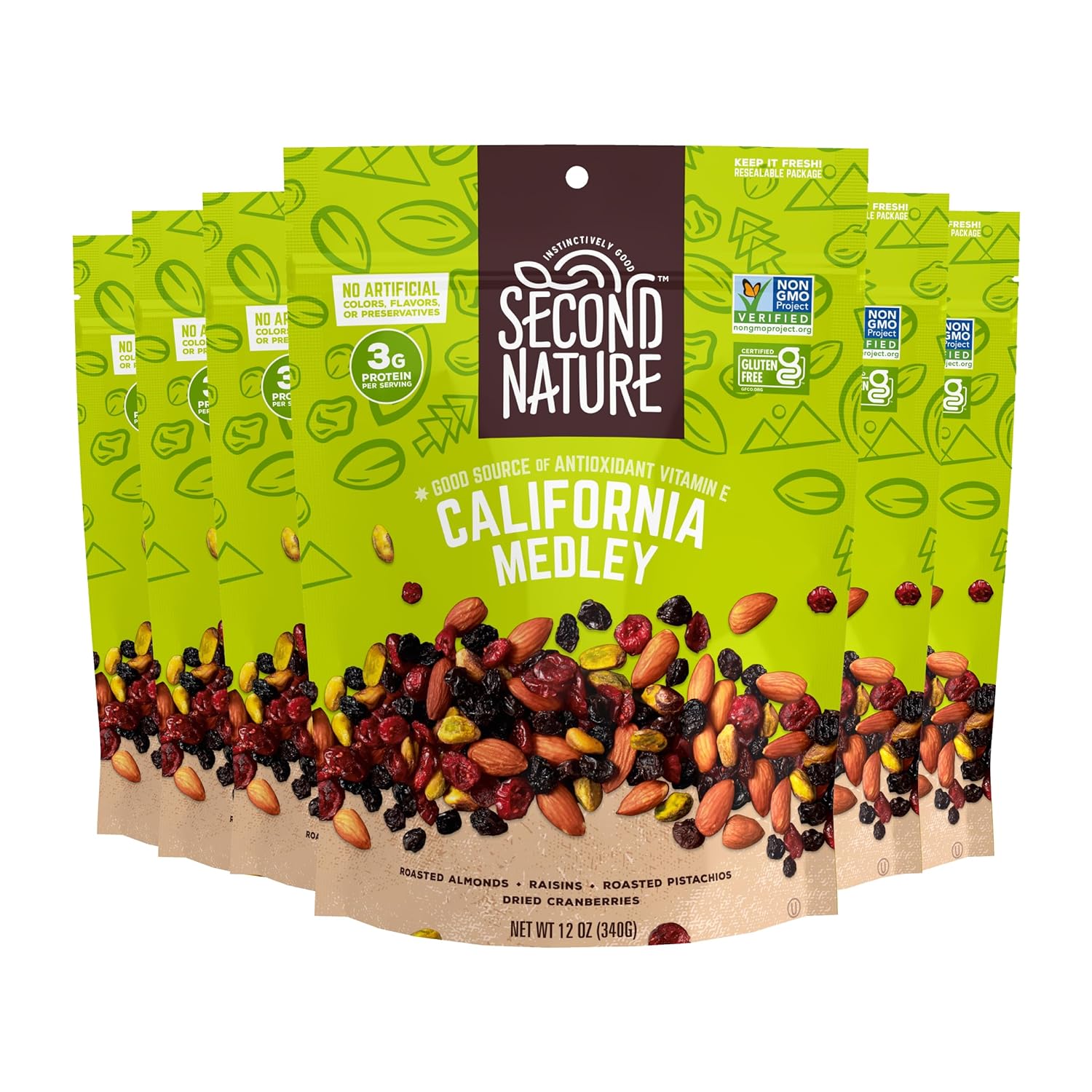 California Medley Trail Mix - 12 oz Resealable Snack Pouches (Pack of 6 ...