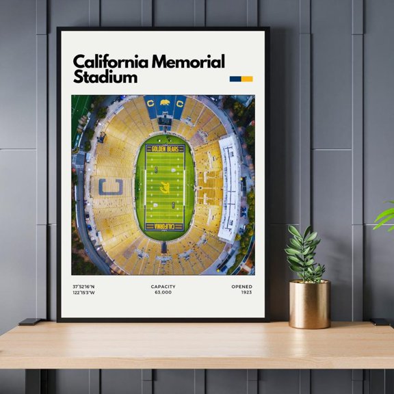 California Memorial Stadium Print - UC Berkeley Golden Bears, Unframed Poster Size 8x12