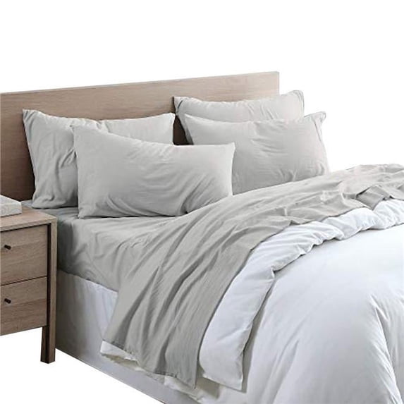 California Microfiber Fabric Sheet Set with Pocket, Gray - King Size - 6 Piece