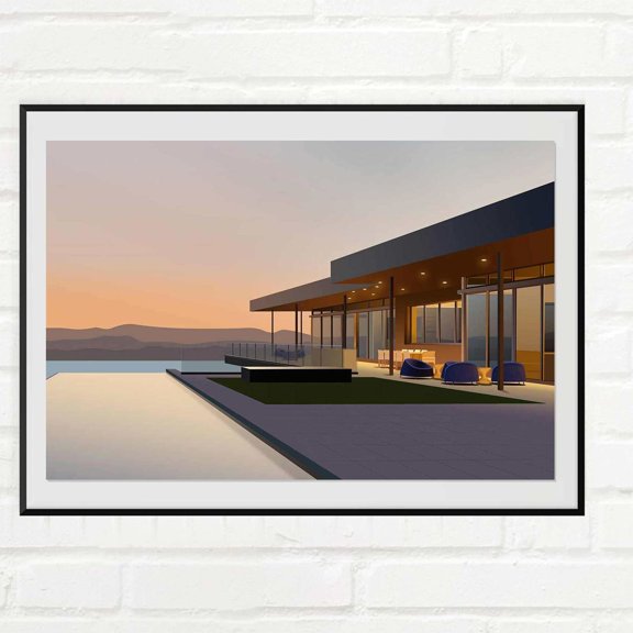 California Modernism Minimalist Architecture Geometry Line Graphic Art Version Beta, Unframed Poster