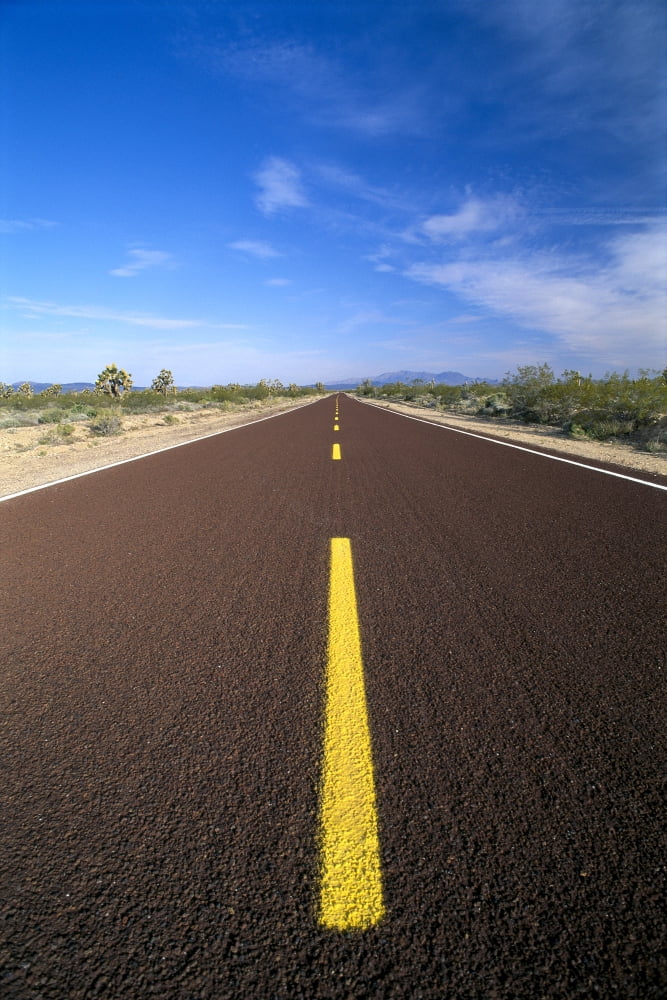California Mojave National Preserve And Desert Cima Road Endless Straight Road B1618 Canvas Art - Greg Vaughn Design Pics (12 x 19)