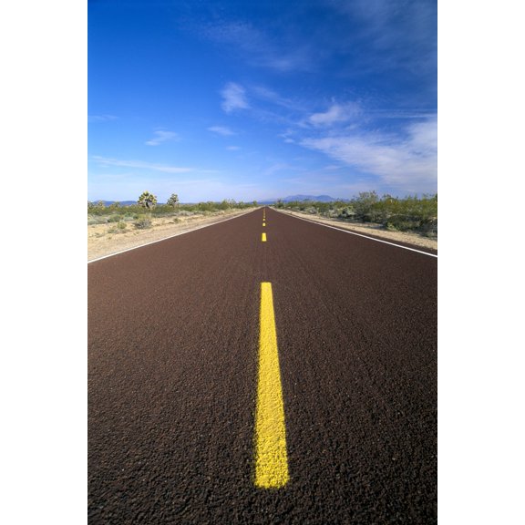California Mojave National Preserve And Desert Cima Road Endless Straight Road B1618 Canvas Art - Greg Vaughn Design Pics (24 x 38)