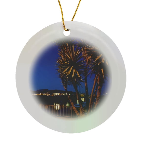 3drose, California, Monterey, Fishermans Wharf - Us05 Wbi1203 - Walter Bibikow, Circle Porcelain Ornament
