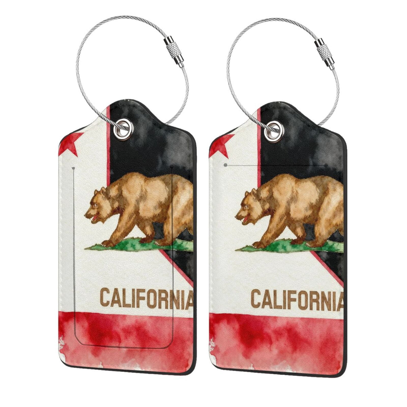 California Outline And Flag Leather Luggage Tag with Name Card PU ...