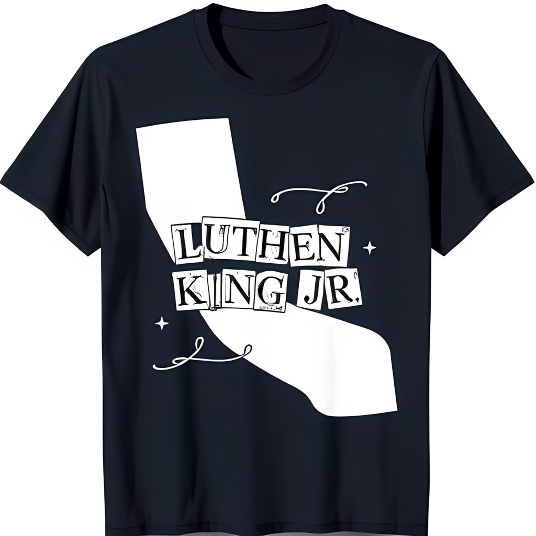 California Outline TShirt with 'LUTHER KING JR ' in Bold White Boxes
