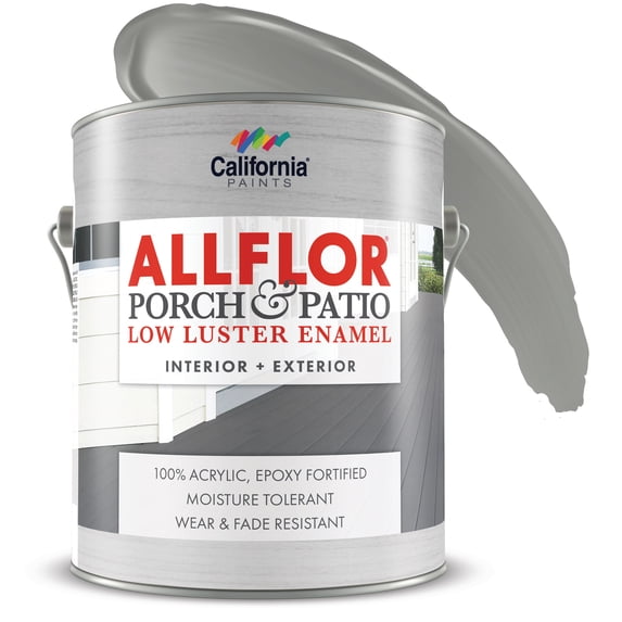 California Paints ALLFLOR Porch and Patio Low Luster Enamel Interior and Exterior Paint, Coast Guard Gray, 1 Gallon