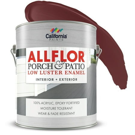 California Paints ALLFLOR Porch and Patio Low Luster Enamel Interior and Exterior Paint, Tile Red, 1 Gallon