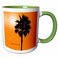 thumbnail image 1 of 3drose, California Palm Sunny Silhouette of a Palm Tree Originally Photographed in California, 15oz Two-tone Green Mug, 1 of 6