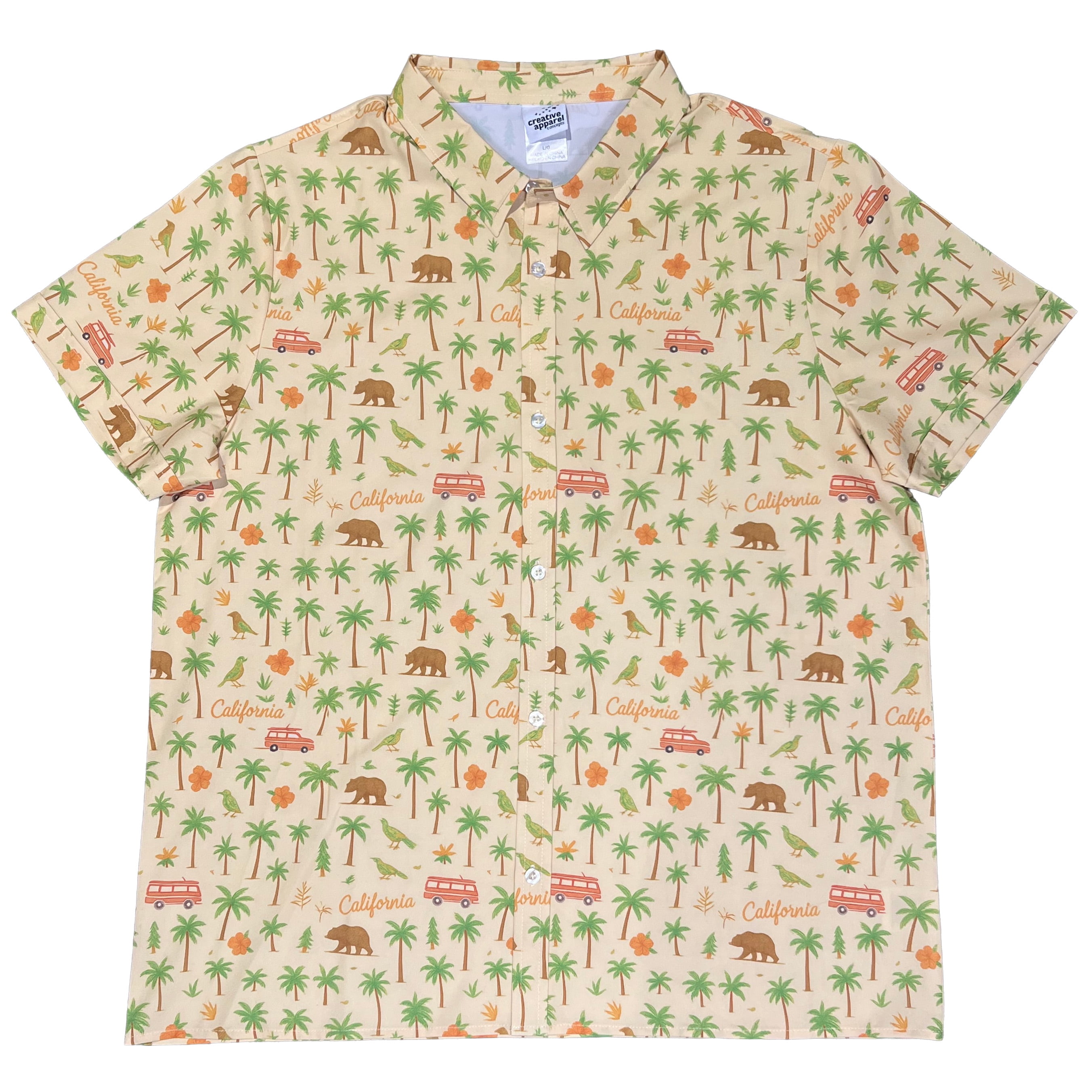 California Palm Tree Hawaiian Button Shirt