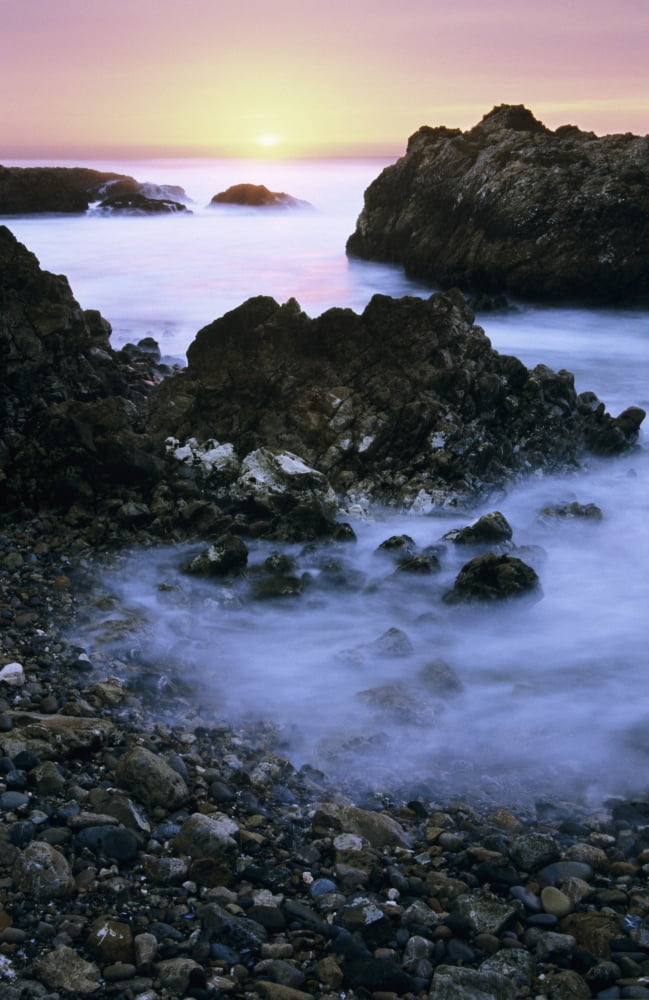 California Pescadero Beautiful Sunset Along Coast Misty Ocean Along Shore Long Exposure Canvas Art - Bill Brennan Design Pics (11 x 18)