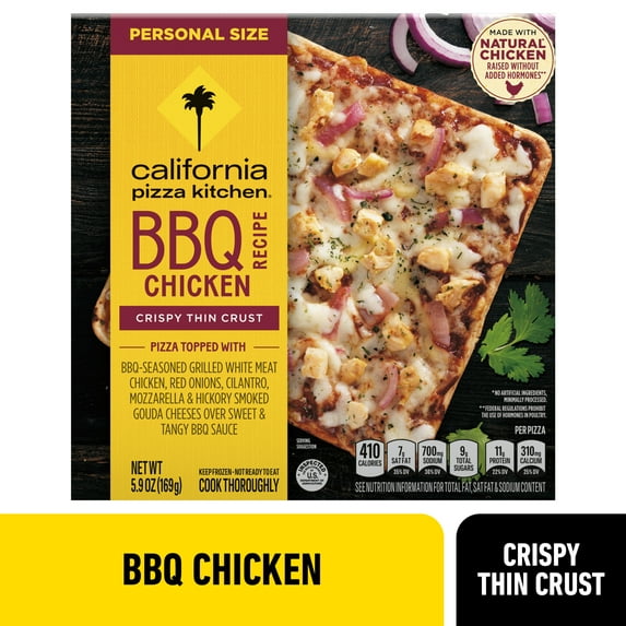 California Pizza Kitchen BBQ Chicken Pizza Personal Size Frozen Food with Crispy Thin Crust, 5.9 oz