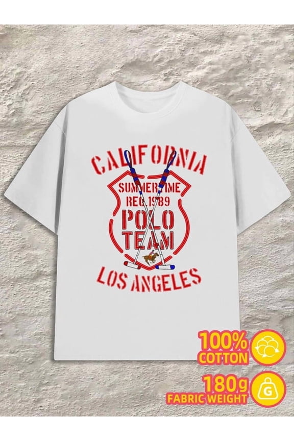 California Polo Team for men 180G 100% Cotton white Vintage Unisex Shirt Graphic Tee tshirts Original Unisex Shirt Graphic tshirts Basic Unisex Shirt Printed tshirts