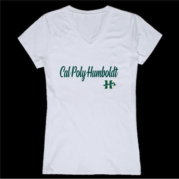 California Polytechnic State University Humboldt Lumberjacks Script Women T-Shirt, White - Extra Large