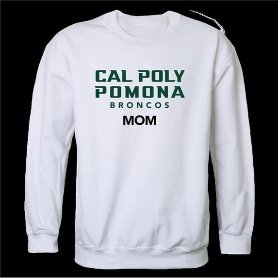 California Polytechnic State University Pomona Broncos Mom Crewneck Sweatshirt, White - Small